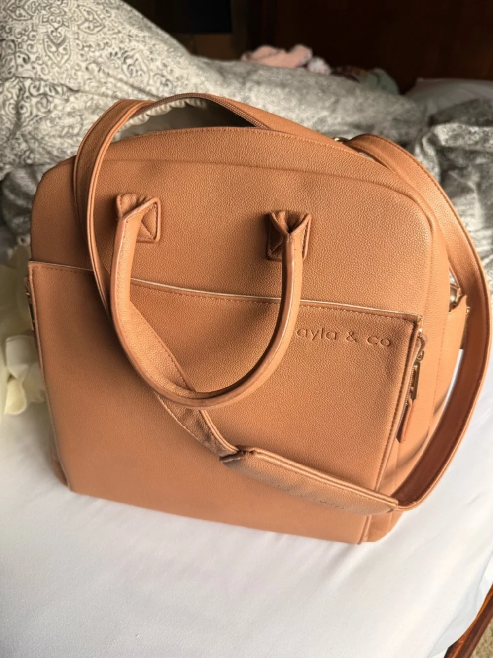 Ayla & Co Camel Baby Bag Tote with Convertible Strap